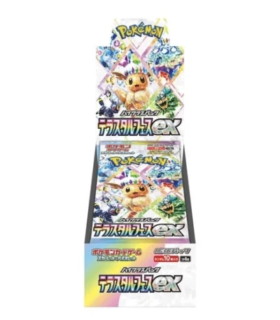 Pokémon Terastal Festival Booster Box with Tera Pokémon ex artwork and crystal-themed Japanese booster packs