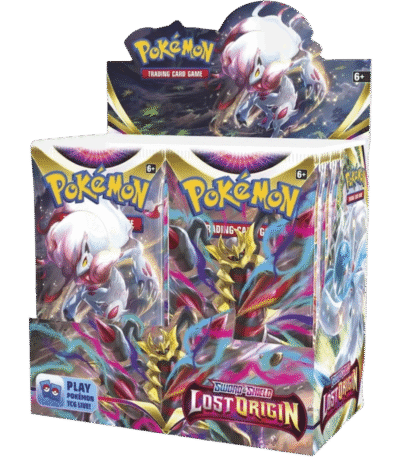 Pokémon TCG Lost Origin Booster Box featuring 36 sealed booster packs with Giratina artwork