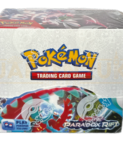 Pokémon TCG Paradox Rift Booster Box with 36 sealed packs featuring Ancient and Future Paradox Pokémon