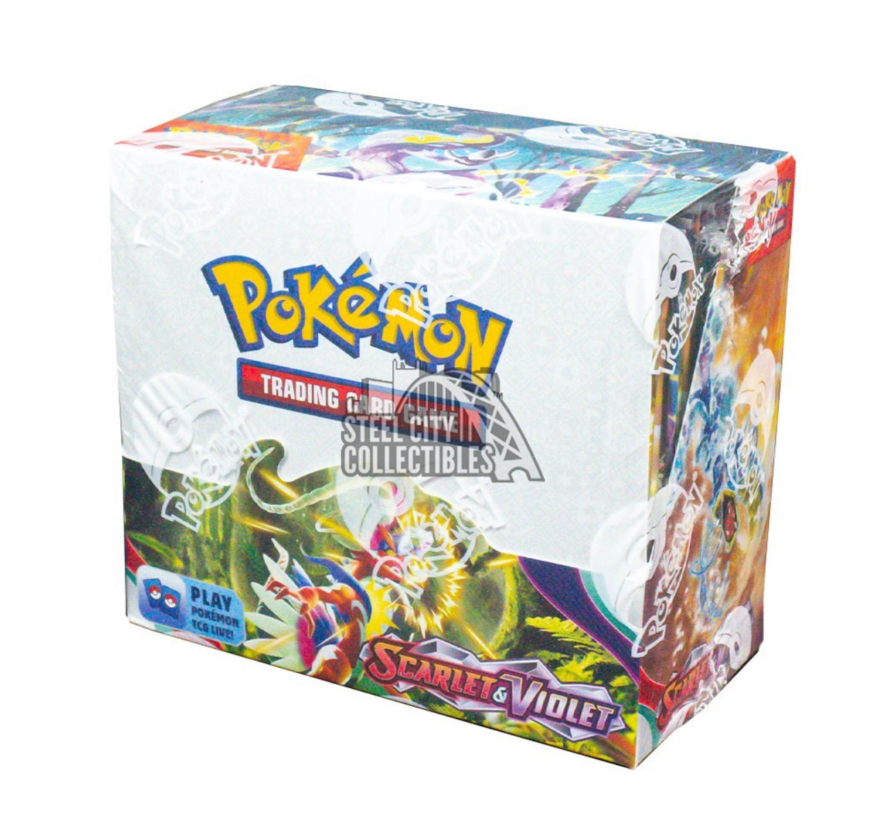 Pokémon TCG Obsidian Flames Booster Box with 36 sealed packs featuring Tera Charizard ex artwork