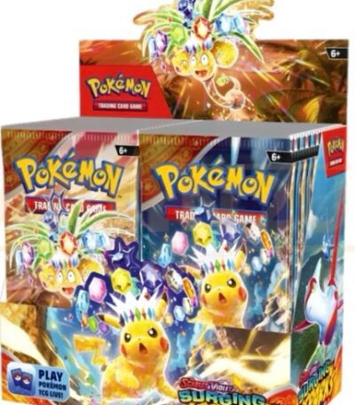 Pokémon TCG Surging Sparks booster pack featuring Electric-type legendary Pokémon artwork