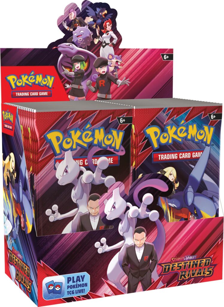 Pokémon TCG Destined Rivals Booster Box with 36 sealed booster packs featuring rival-themed artwork